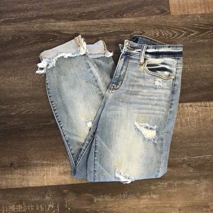 Judy Blue boyfriend cut distressed jeans.